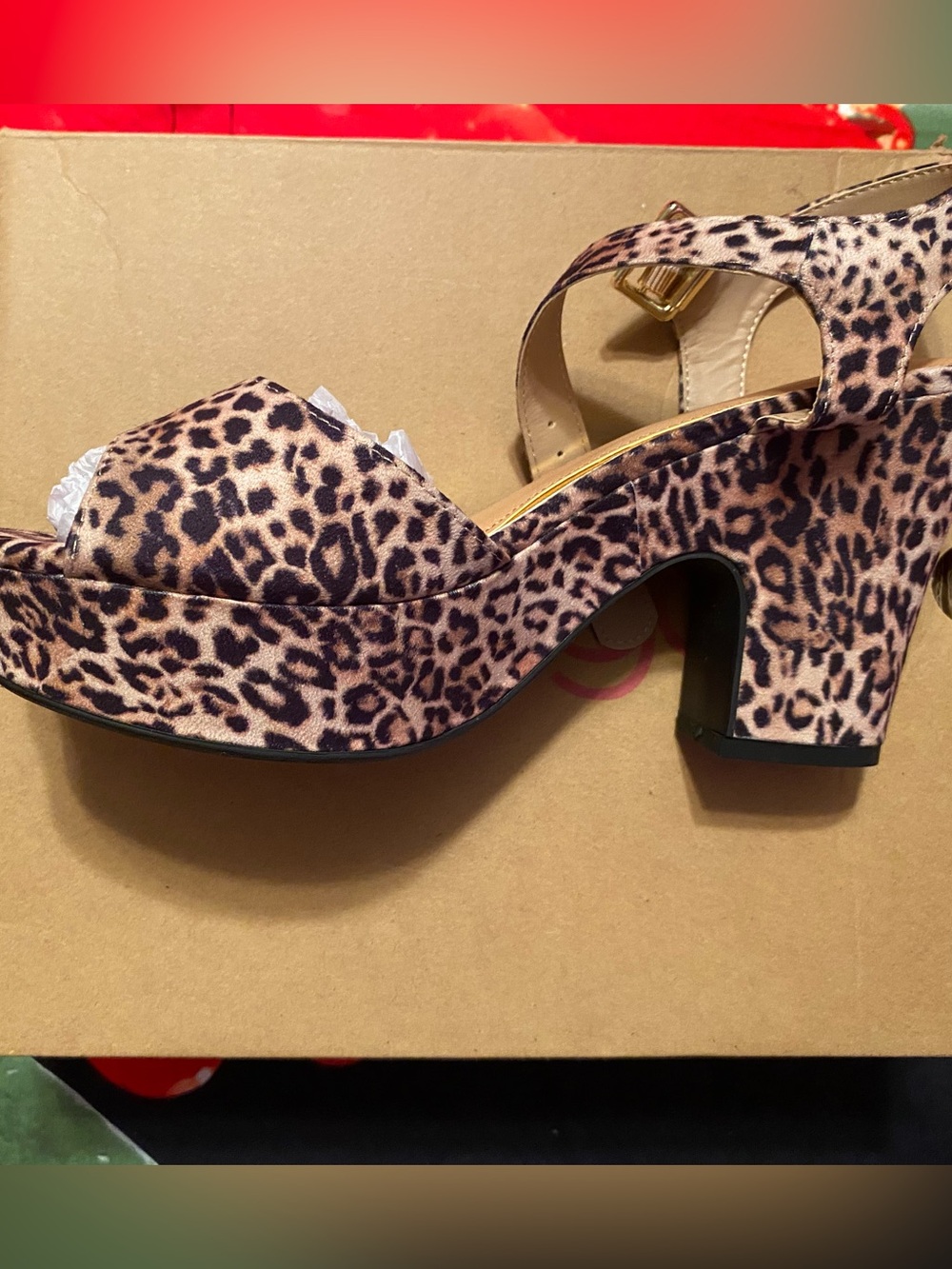 Leopard Print Platform Sandals - Women